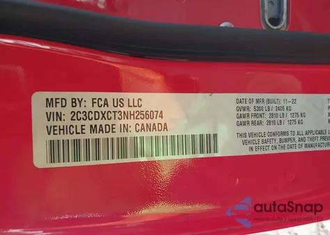 2022 Dodge Charger R/T from USA, damaged, VIN 2C3CDXCT3NH256074